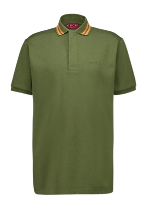 Gucci striped-collar polo shirt - Green