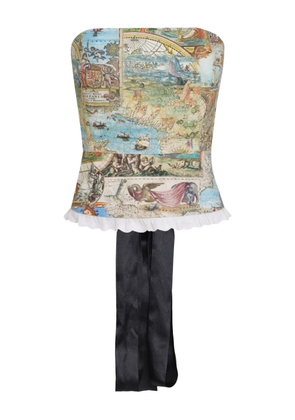 Olympiah map-print corset top - Neutrals