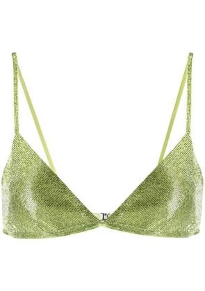 Nuè rhinestone embellished triangle bra top - Green