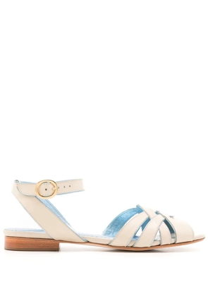 Sarah Chofakian Rasteira Matisse flat leather sandals - White