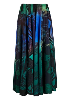 Ferragamo graphic-print silk midi skirt - Green