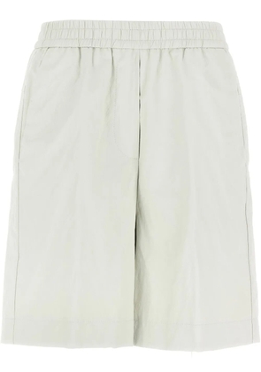Nude leather-effect bermuda shorts - White