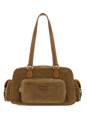 Miu Miu Pocket corduroy tote bag - Brown