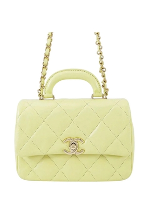 CHANEL Pre-Owned 2021-2025 Mini CC Shiny Calfskin Top Handle Flap satchel - Yellow