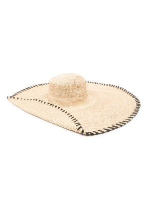 Lanvin whipstitch-detailing raffia hat - Neutrals