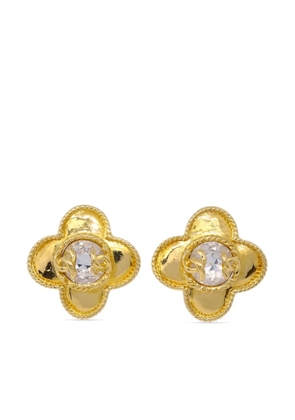 CHANEL Pre-Owned 1995 cross clip-on earrings - Gold