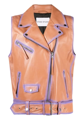 STAND STUDIO contrast-trim leather vest - Brown