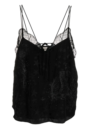 Zadig&Voltaire Capela Jac Stars silk top - Black