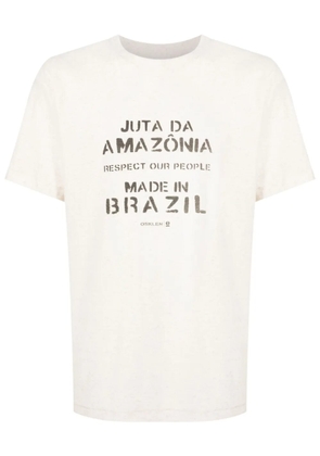 Osklen slogan-print jersey T-shirt - Neutrals