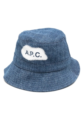 A.P.C. logo-print denim bucket hat - Blue