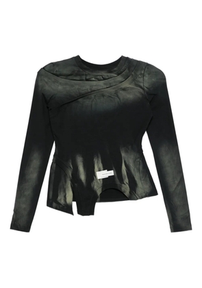 Feng Chen Wang panelled asymmetric T-shirt - GREEN