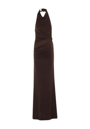 THE ANDAMANE halter-neck draped maxi dress - Brown