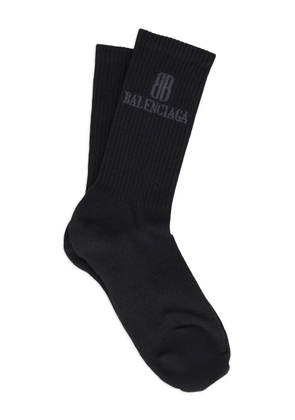 Balenciaga logo ribbed socks - Black