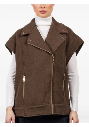 tensione in zip biker gilet - Brown