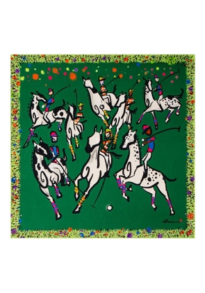 Shanghai Tang equestrian print silk scarf - Green