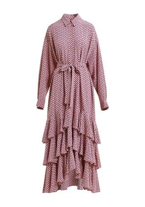 Essentiel Antwerp geometric-pattern ruffle-hem maxi dress - Pink