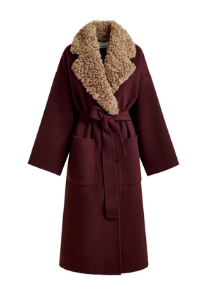 Essentiel Antwerp Irno faux-fur collar belted coat - Red