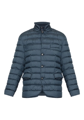 Add zip-fastening padded jacket - Blue