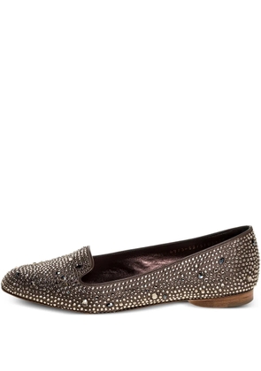 Gina crystal-embellished flat shoes - Brown