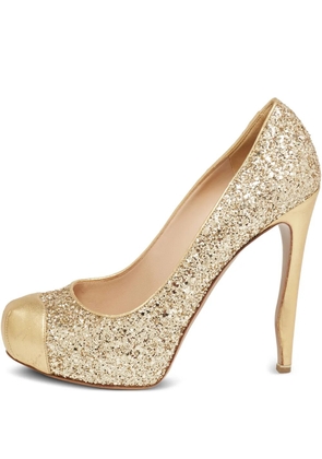 Nicholas Kirkwood pre-owned glitter-embellished leather pumps - Gold