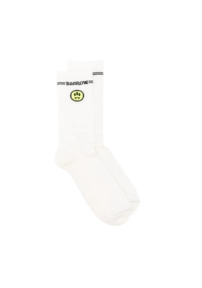 BARROW intarsia-knit logo socks - BIANCO