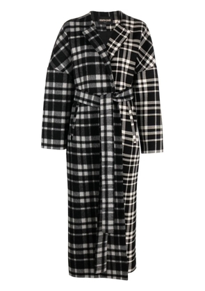 Roberto Cavalli checked belted coat - Black