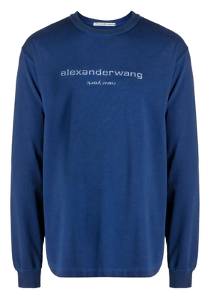 Alexander Wang glitter-logo cotton sweatshirt - Blue