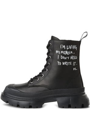 Karl Lagerfeld Jeans graffiti-print lace-up boots - Black