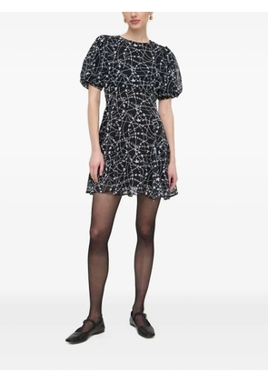 Silvian Heach puff-sleeve star-print dress - Black