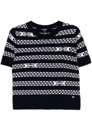 CHANEL Pre-Owned 2017 short sleeve sweater top - Blue