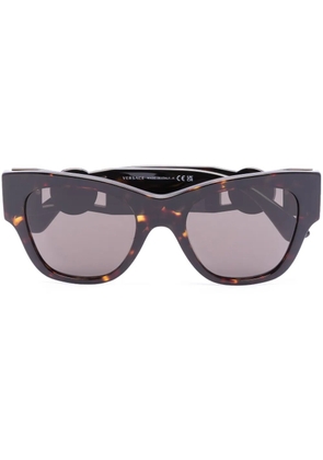 Versace Eyewear logo-plaque round-frame sunglasses - Brown