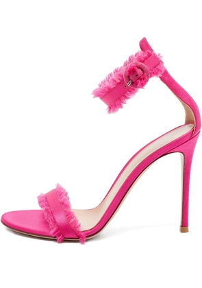 Gianvito Rossi 110mm frayed-edge heeled sandals - Pink