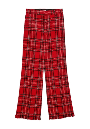 MSGM plaid fringed straight trousers - Red
