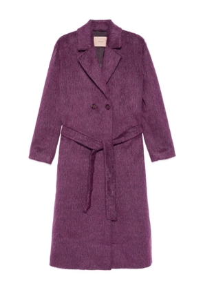 TWINSET belted double-breasted coat - Purple