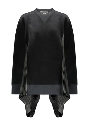 Junya Watanabe pleated velvet crewneck sweatshirt - Black