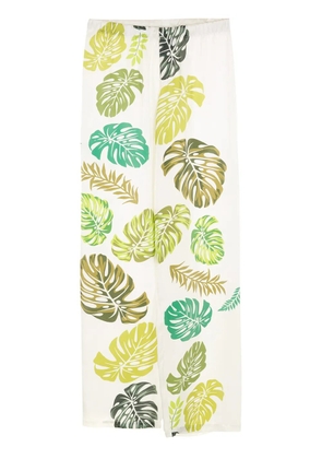 Amir Slama palm leaf print drawstring trousers - White