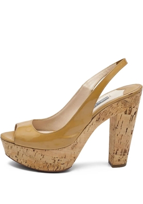 Prada Pre-Owned 125mm platform peep-toe slingback pumps - Neutrals