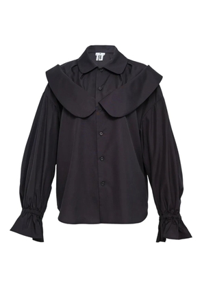 Noir Kei Ninomiya ruffled broad cotton top - Black