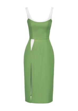 POST MERIDIEM slit lace-insert midi dress - Green