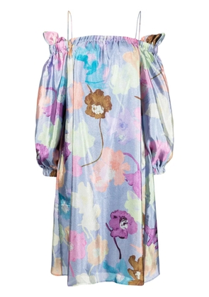 Stine Goya Priscilia floral-print off-shoulder dress - Blue