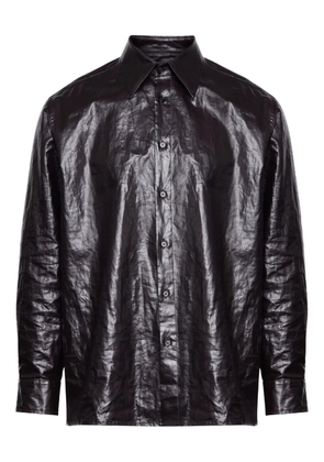 MM6 Maison Margiela crinkled-finish button-up shirt - 144 - BROWN