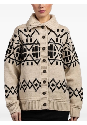 White + Warren geometric-pattern buttoned cardigan - Neutrals