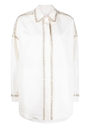 Valentino Garavani embellished-trim long-sleeve shirt - Neutrals