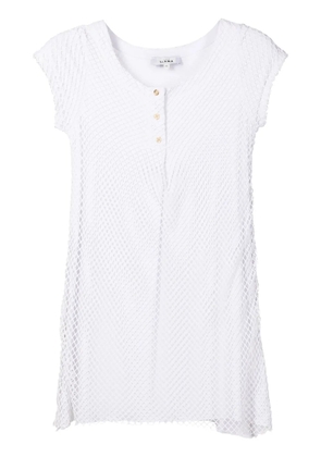 Amir Slama fisherman knit-overlay mini dress - White