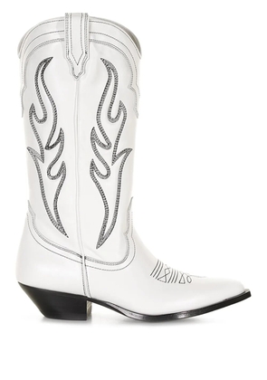Sonora flame-embroidered cowboy boots - White