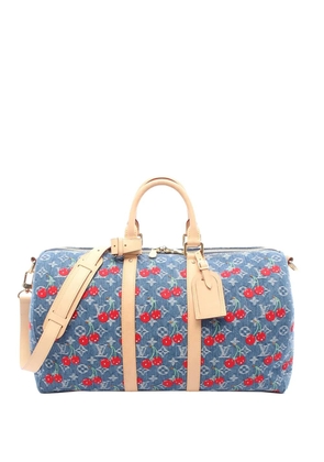 Louis Vuitton Pre-Owned 2021-2025 Takashi Murakami Monogram Cherry Denim Keepall Bandouliere 45 travel bag - Blue