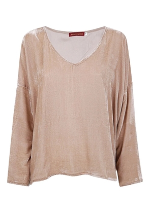 Bianco Levrin velvet v-neck top - Neutrals