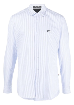 Philipp Plein graphic-print striped shirt - Blue