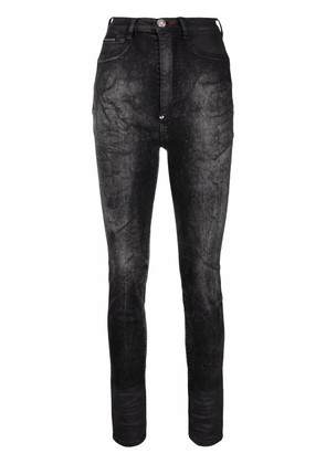 Philipp Plein stonewashed super high-waisted jeggings - Black