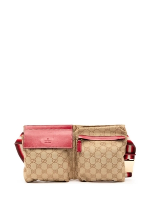 Gucci Pre-Owned 2000-2015 GG Canvas Web Double Pocket belt bag - Brown